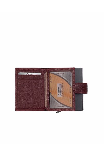 Aka Leather Claret Red Mechanism Card Holder Wallet 015 70
