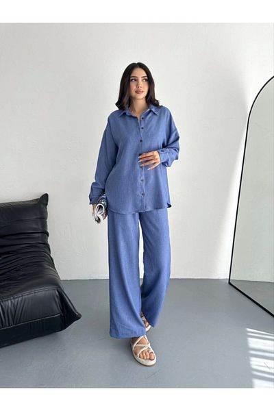 modaserdem Blue Shirt and Pants Two-Condition Suit
