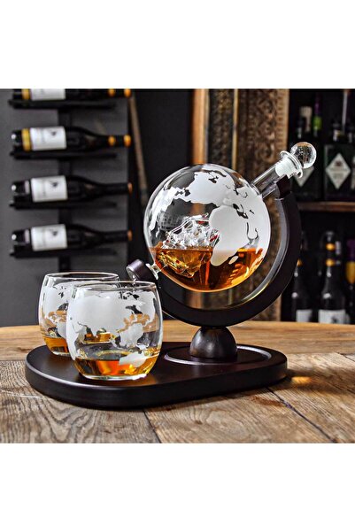 OEM Earth globe decanter set with two Deluxe glasses, 850 ml