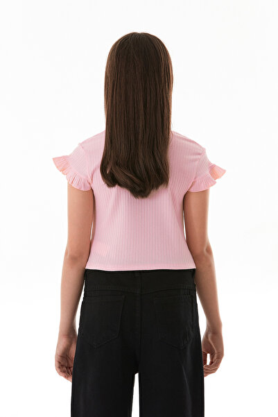 Fulla Moda Κοριτσίστικο κορμάκι με κορδόνι με βολάν μπροστά από Lycra