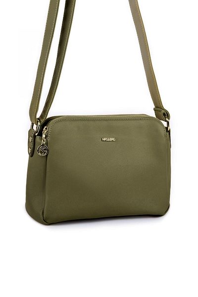 Getcho Bonny Women's Green Crossbody Bag Small Size Lightweight Soft Leather Adjustable Multi-Eye Zipper