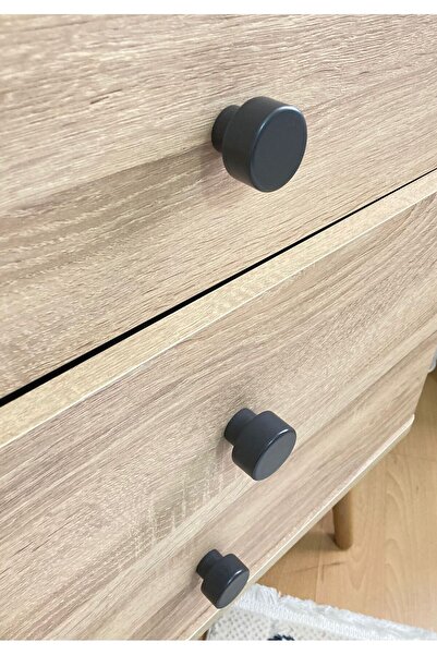 Sienta Home Decorative Natural Wood Round 4-Piece Cabinet Handle Anthracite