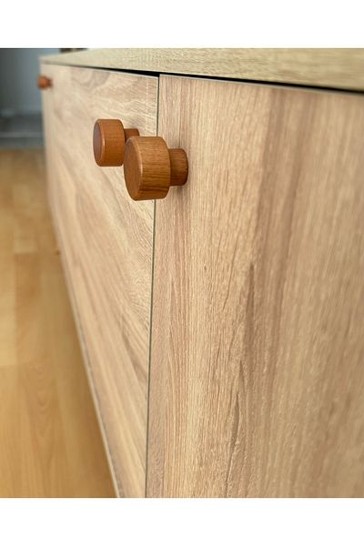 Sienta Home Decorative Natural Wood Round 12-Piece Cabinet Handle Chestnut