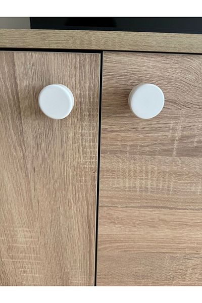Sienta Home Decorative Natural Wood Round 12-Piece Cabinet Handle White