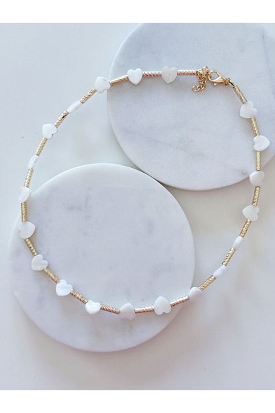 CHARMLUCKY HEART STONE BAR NECKLACE