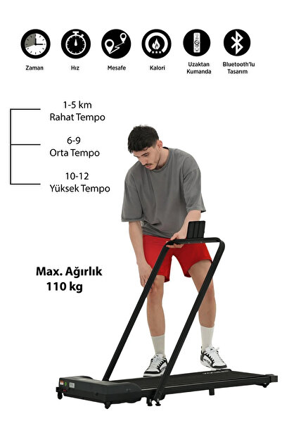 kochler Pro Ev Tipi 12 Km Hızlı Uygulama Destekli ve Müzikli Uzaktan Kumandalı Koşu Bandı