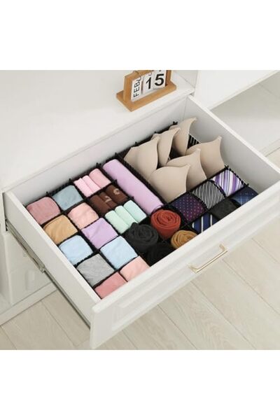 Generic 42-Pack Adjustable Drawer Organizer Dividers for Socks, Makeup, Kitchen, Dresser Storage (Black)