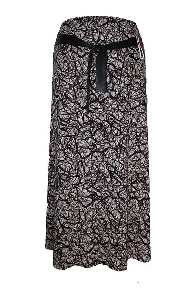 HESNA River Elastic Stone Spiral Pattern Black Skirt
