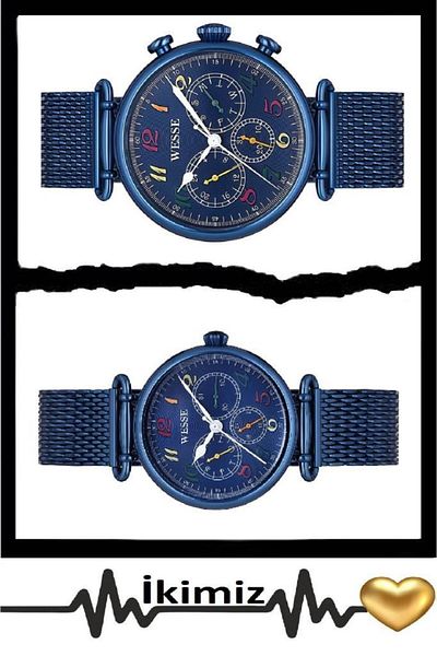 Wesse Wwgl204108l Navy Blue Combination Lover Couple Watch