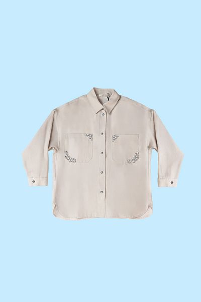Senna Design Women's Jenna Stone Detailed Shirt - Beige