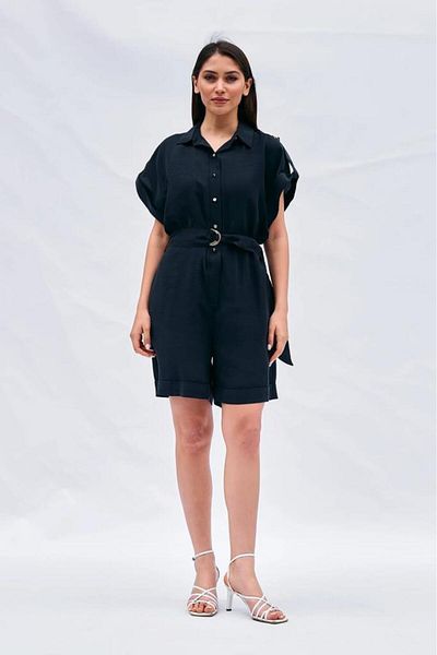 Lefon Women's Short Sleeve Belted Jumpsuit 180565