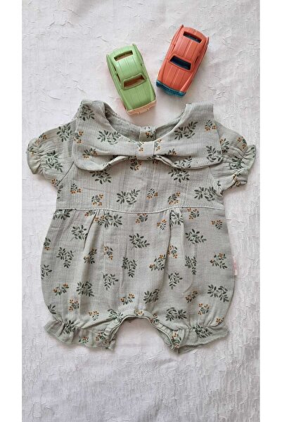 Necix's Müslin Kumaş Fiyonk Detaylı Kız Bebek Tulum