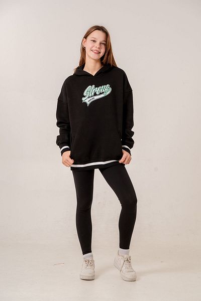 HAUSEkids Уникален суитшърт Strong Girl за 9-15 години - черен-