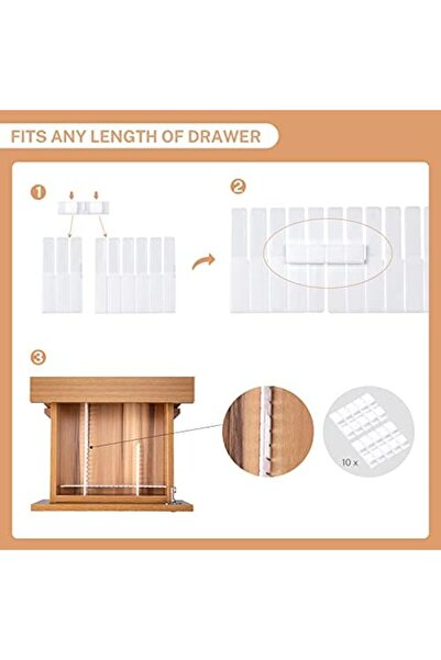 Generic 15PCS Adjustable Drawer Dividers for Clothes, Underwear, Makeup, Kitchen – 16" x 2.7" Organizers