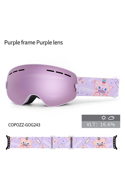 Choice Purple monster COPOZZ 4-15 years old Kids Ski Goggles Anti-fog Children Snowboard Goggles Double UV4