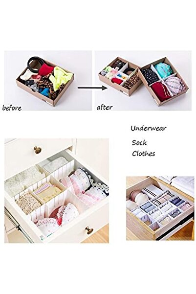 Generic 12PCS Adjustable Plastic Grid Drawer Dividers for Socks, Underwear, Stationery Storage – White