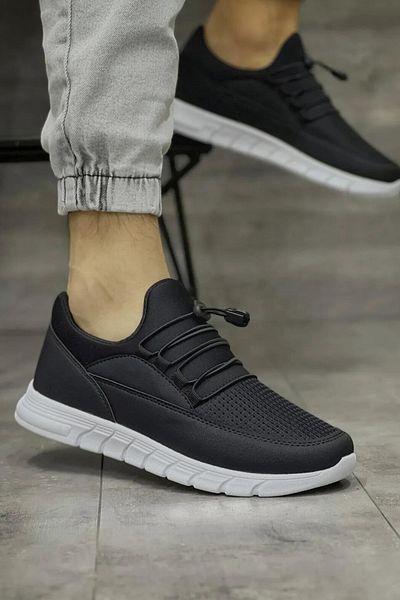 Ayakkabium Casual Comfortable Laceless Men's Sports and Walking Shoes Black Ice
