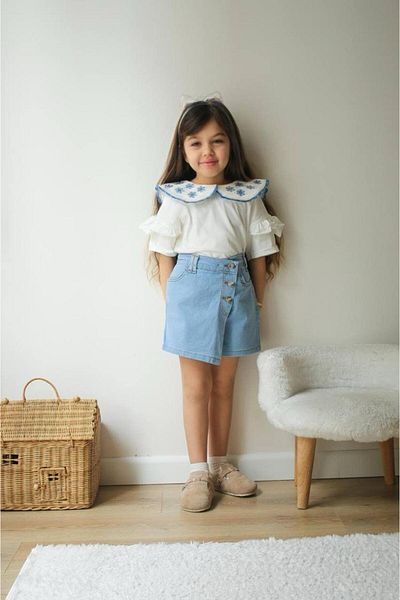 KOKOŞ BEBEK Girl's Suit with Shorts and Skirt