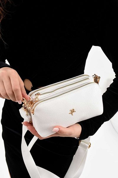 Getcho Geantă Prato pentru femei, albă, mică, cu fermoar cu mai multe compartimente, model zilnic elegant cu curea reglabilă