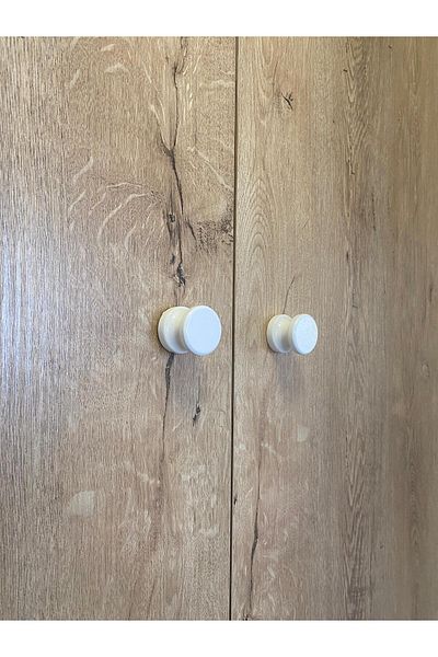 Sienta Home Decorative Natural Wood 12-Piece Button Cabinet Handle White