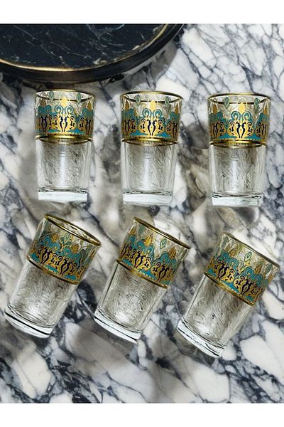 SAMSA Pearl Model Patterned Coffee Side Glass Water Glass 6 Pieces