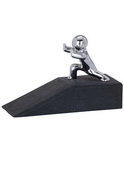 Generic Vitacelli Premium Quality Hercules Doorstop Rubber/Steel, Black/Chrome