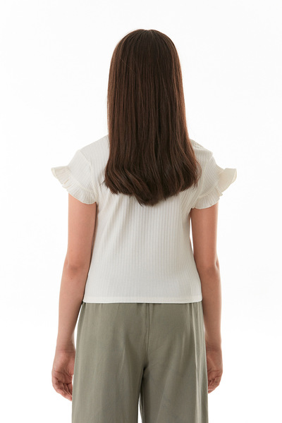 Fulla Moda Ribbed Front Ruffled Lycra Girl's Bodysuit