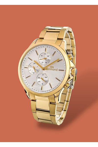 Belmond Original 2 Years Warranty Gold Color Functions Active 5 Atm Waterproof Steel Cord Erkek Kol Saat