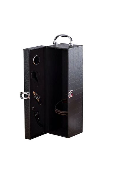 OEM Deluxe wine box set, for 1 bottle, wine accessories included, imitation crocodile leather