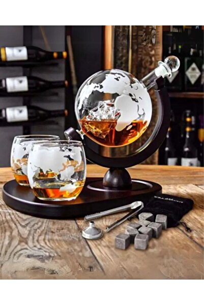 OEM Earth globe decanter set with two Deluxe glasses, 850 ml