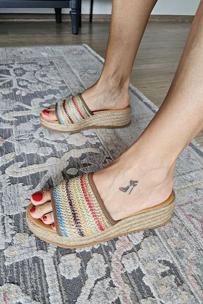 Topukla Footwear 0010 108 Ops Γυναικείες πολύχρωμες παντόφλες με τακούνι