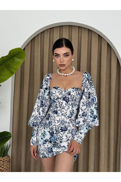 modaserdem Rochie mini pentru femei cu mâneci cu balon pentru absolvire de noapte, nuntă, seară