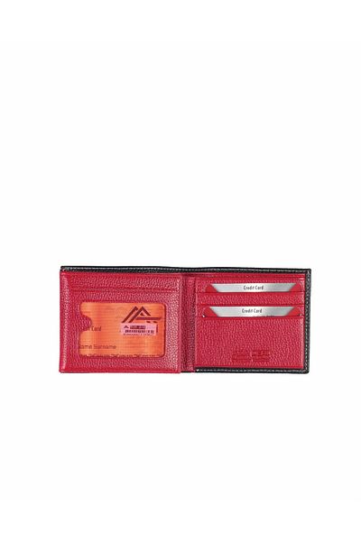 Aka Leather Black Red Men's Wallet 539 -2/8