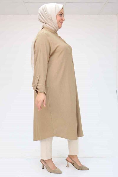 Eslina 48022 Plus Size Wrap Shirt - Mink
