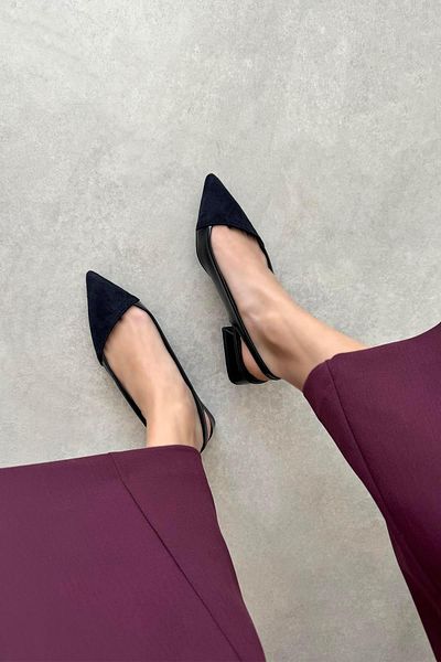 STRASWANS Ronan Women's Heeled Wrinkled Leather Shoes Black