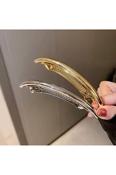 İnDerin Καμπύλη μακριά μεταλλική πόρπη χρυσό - ασημί ρετρό πόρπη