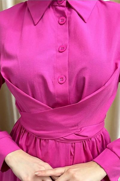 Tesettür Diyarı Tricotone Fabric Lacing Detailed Hijab Dress