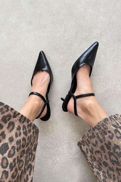 STRASWANS Melvin Women's Heeled Wrinkled Leather Shoes Black