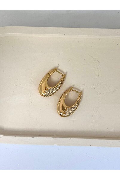 Zerys Jewelry Zircon Stone Steel Gold Earrings