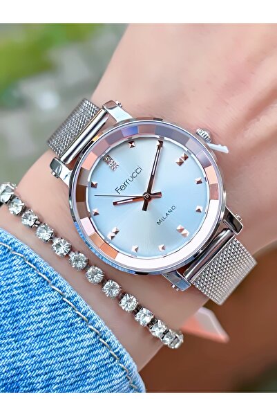 Ferrucci Steel Mesh Cord Women's Wristwatch 3 Atm Waterproof with 2 Years Warranty Mechanism