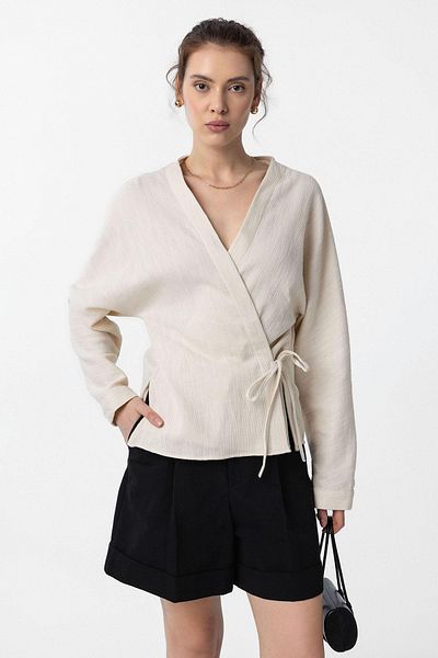 Antioch White Tie Kimono Women's Shirt