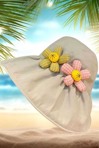 Mood Agenda Girl's 4-10 Years Foldable Sunscreen Summer Linen Visor Hat