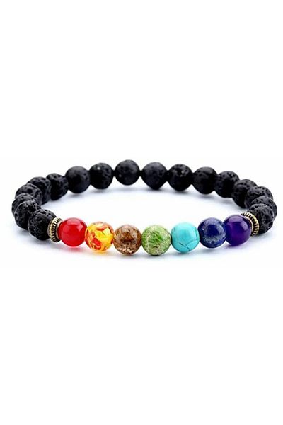 OEM Bracelet, energetic, aromatherapy, 7 Chakras, volcanic rock, universal size