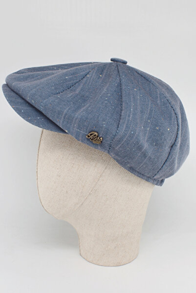 Hat Town İngiliz Model Çizgili Kumaş Yazlık Kasket Şapka