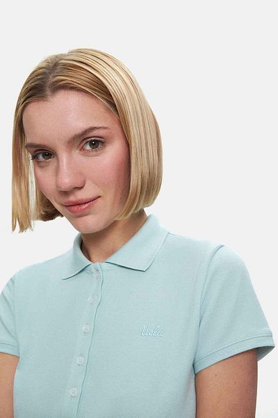 UCLA Tricou Shaver Mavi Polo Yaka Nakışlı Kadın