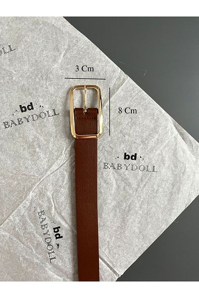 Babydoll Bag Women's Rectangular Gold Buckle Classic Belt, Dress Belt, Shirt Belt, Trouser Belt