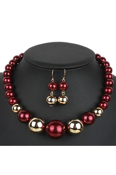 SIC MODA Pearl Necklace and Earrings Set SIC MODA 5674D