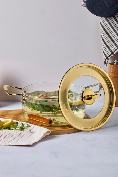 Perotti Logan Gold Lid 2.5 L Glass Pot 20X11 cm