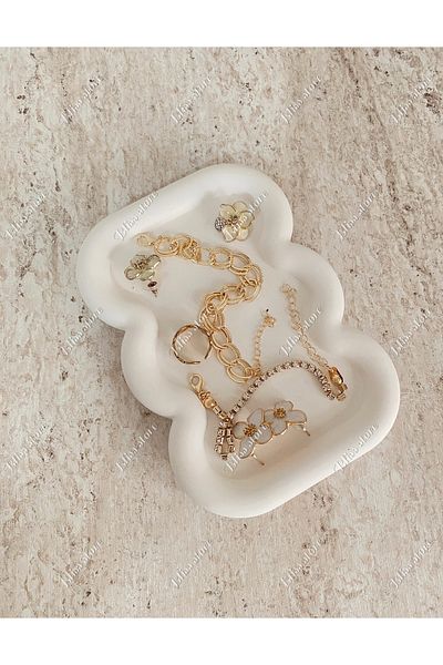 bliss store طبق زخرفي مطلي بالشمع، طبق مجوهرات، حامل تصوير المجوهرات، صينية تقديم، منظم