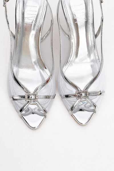 LuviShoes Pantofi de seară cu toc înalt pentru femei ELYSE din piele lacuită argintie